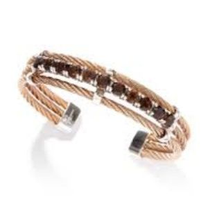 Savvy Cie Smoky Quartz Triple Coil Cuff Br…